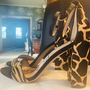 Sam Edelman Yaro Block Heels. Real fur dyed cow hair. Size USA 7